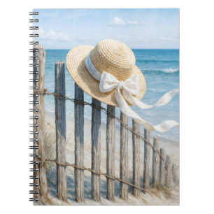 Aquarel zomerhoed op een hekpaal notitieboek