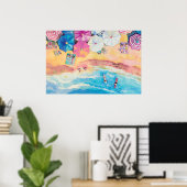 Aquarel Zomerstrand Poster (Thuiskantoor)
