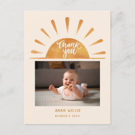 Aquarel Zon Baby Foto Baby Shower Bedankt Briefkaart