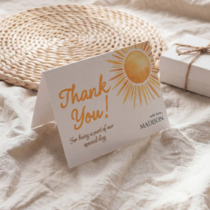 Aquarel Zon Baby Shower Groetkaart  Bedankkaart