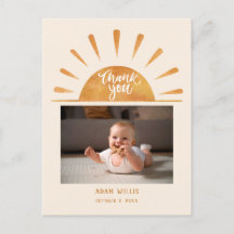 Aquarel Zon Baby Shower Met Eigen Baby Foto Bedank