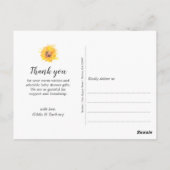 Aquarel Zonnebloem Baby Shower Bedankt Briefkaart (Achterkant)