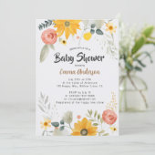 Aquarel Zonnebloem Baby Shower Uitnodiging (Staand voorkant)