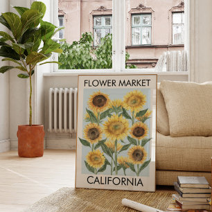 Aquarel Zonnebloem Bloemenmarkt Bloemstuk Muur Kun Poster