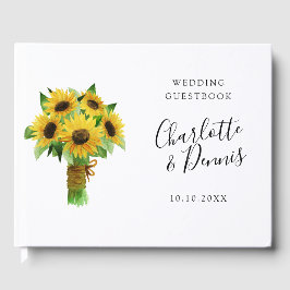 aquarel zonnebloem boeket bruiloft gastenboek