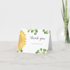 Aquarel zonnebloem bruiloftsdankkaart bedankkaart