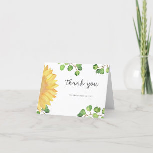 Aquarel zonnebloem bruiloftsdankkaart bedankkaart