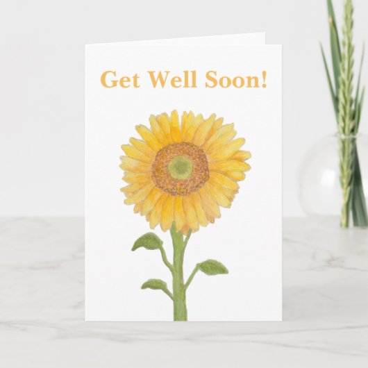 Aquarel Zonnebloem Get Well Soon Wenskaarten Kaart (Voorkant)