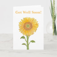 Aquarel Zonnebloem Get Well Soon Wenskaarten