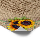 Aquarel Zonnebloemen Burla Trouwstoel Grafiek Poster (Hoek)