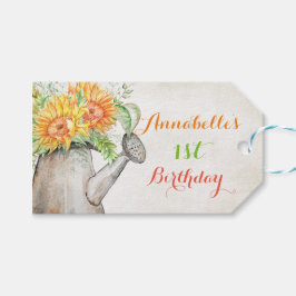Aquarel Zonnebloemen Gietkan Geschenk Bedankt Cadeaulabel