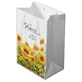 Aquarel Zonnebloemen Rouwherinnering Medium Cadeauzakje (Voorkant Gekanteld)