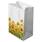 Aquarel Zonnebloemen Rouwherinnering Medium Cadeauzakje (Achterkant Gekanteld)