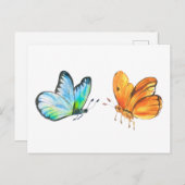Aquarel Zonsondergang en Oceaan vlinders Briefkaart (Voorkant / Achterkant)