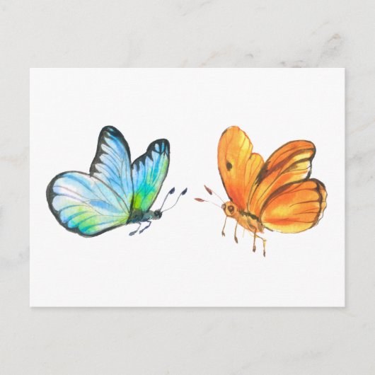 Aquarel Zonsondergang en Oceaan vlinders Briefkaart (Voorkant)