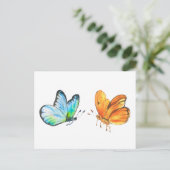 Aquarel Zonsondergang en Oceaan vlinders Briefkaart (Staand voorkant)