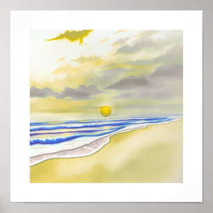 Aquarel Zonsondergang Kunstposter Poster