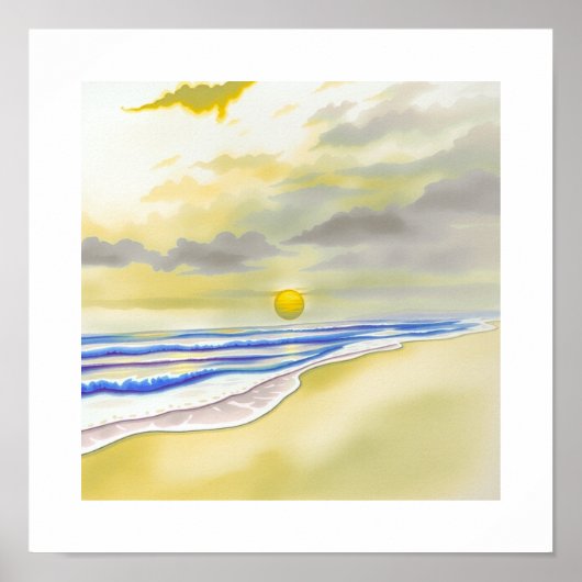 Aquarel Zonsondergang Kunstposter Poster (Voorkant)