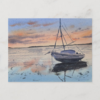 Aquarel Zonsondergang Schilderij  Briefkaart