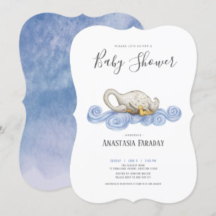 Aquarel zwaan baby shower kaart