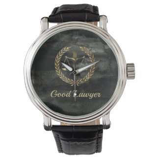 Aquarel zwart en goud advocaat horloge