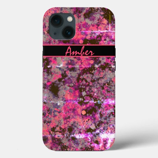 Aquarel Zwart Roze Verfspatten Persoonlijk Case-Mate iPhone Case (Achterkant)