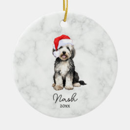 Aquarel Zwart & Wit Bernedoodle/Goldendoodle Keramisch Ornament