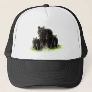 Aquarel Zwartbeerfamilie Wilde Natuur Kunst Trucker Pet