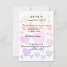Aquarel Zwevende Harten Huwelijksreactiekaart RSVP Kaartje