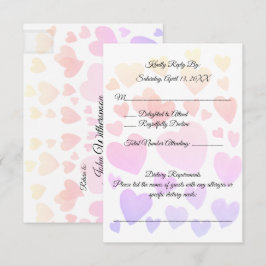 Aquarel Zwevende Harten Huwelijksreactiekaart RSVP Kaartje