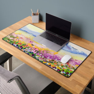 Aquarelbergen en wilde bloemen bureaumat