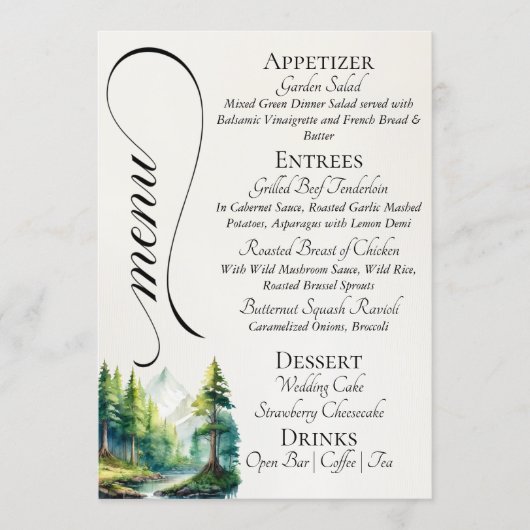 Aquarelbergen & Monogram Menu (Voorkant)