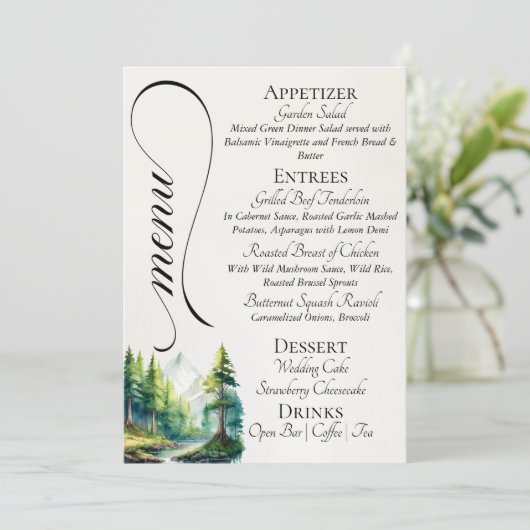 Aquarelbergen & Monogram Menu (Staand voorkant)