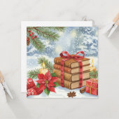 Aquarelboek liefhebbers Kerstkaart Kaart (Voorkant / Achterkant in situ)