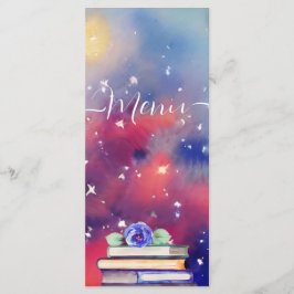 Aquarelboeken Paars & Roze Fantasievolle Trouwdag Menu