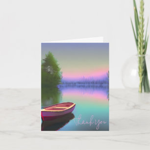 Aquarelboot op serene meer aanpasbare kaart