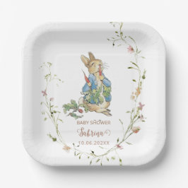 AquarelElegante Wildflower Peter Rabbit baby sh Papieren Bordje