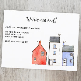 Aquarelhuis Adreswijziging Aankondigingskaart