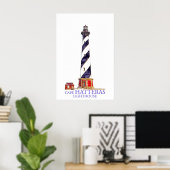 Aquarelillustratie Cape Hatteras-vuurtoren Poster (Thuiskantoor)