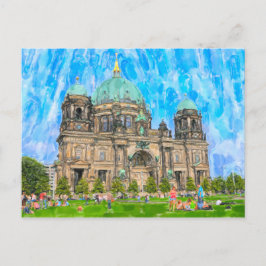 Aquarelillustratie van Berlijn. Dom. Briefkaart
