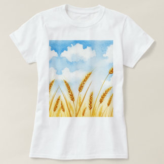 Aquarelillustratie van een tarweveld t-shirt