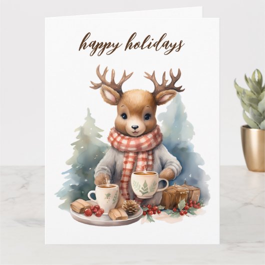 Aquarelillustratie van een vintage kerstkaart kaart (Kleine Plant)