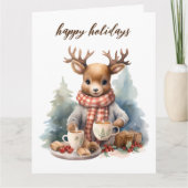 Aquarelillustratie van een vintage kerstkaart kaart (Voorkant)