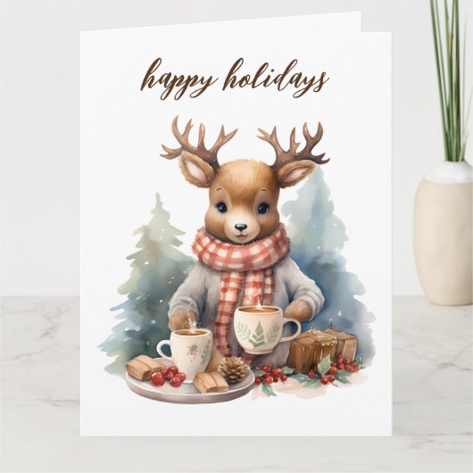 Aquarelillustratie van een vintage kerstkaart kaart (Voorkant)