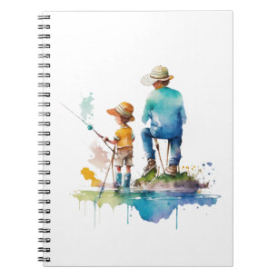 Aquarelillustratie van vader en zoon Ai-kunst Notitieboek
