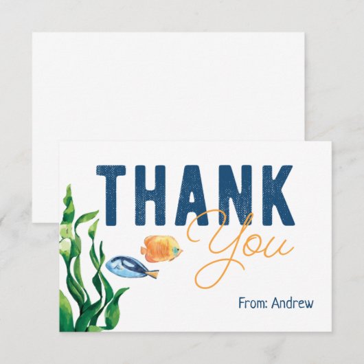 Aquarelkaart Bedankt Onder Zee (Voorkant / Achterkant)