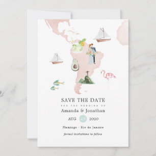 Aquarelkaart van Rio Bestemming Huwen Save The Date