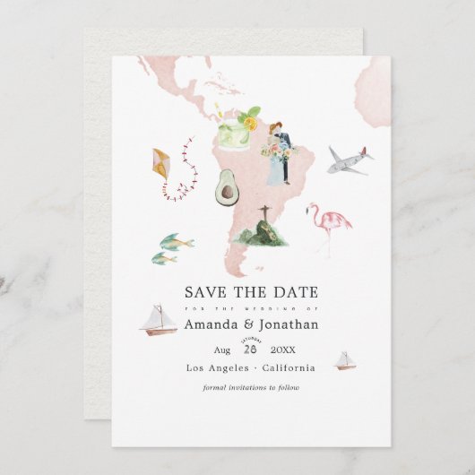 Aquarelkaart van Rio Bestemming Trouwfoto Save The Date (Voorkant / Achterkant)