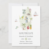 Aquarelkaart van Saint Lucia Bestemming Trouwen Save The Date (Voorkant)