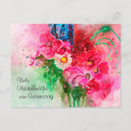 Aquarell Blumenstrauß Glückwünsche zum Geburtag Briefkaart